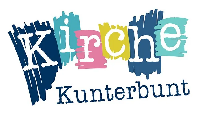 buntes Logo mit den Worten Kirche kunterbunt